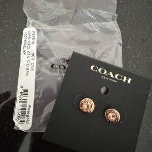 Coach Rose Gold Logo Stud Earrings